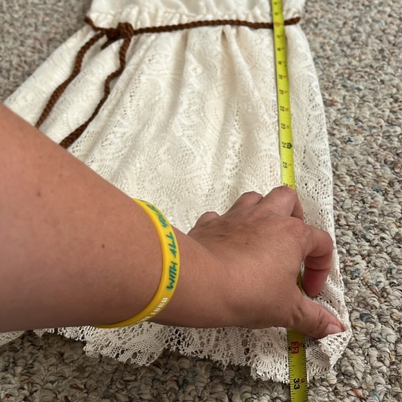 Rue 21β’ Cream Lace Slip On Skater Dress with Belt, Fully Lined, Size M - Picture 13 of 16